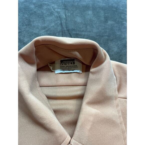 Montgomery Ward Men's Vintage 70s Orange‎ Button-Up Shirt 15 1/2-35 Polyester - Picture 4 of 6